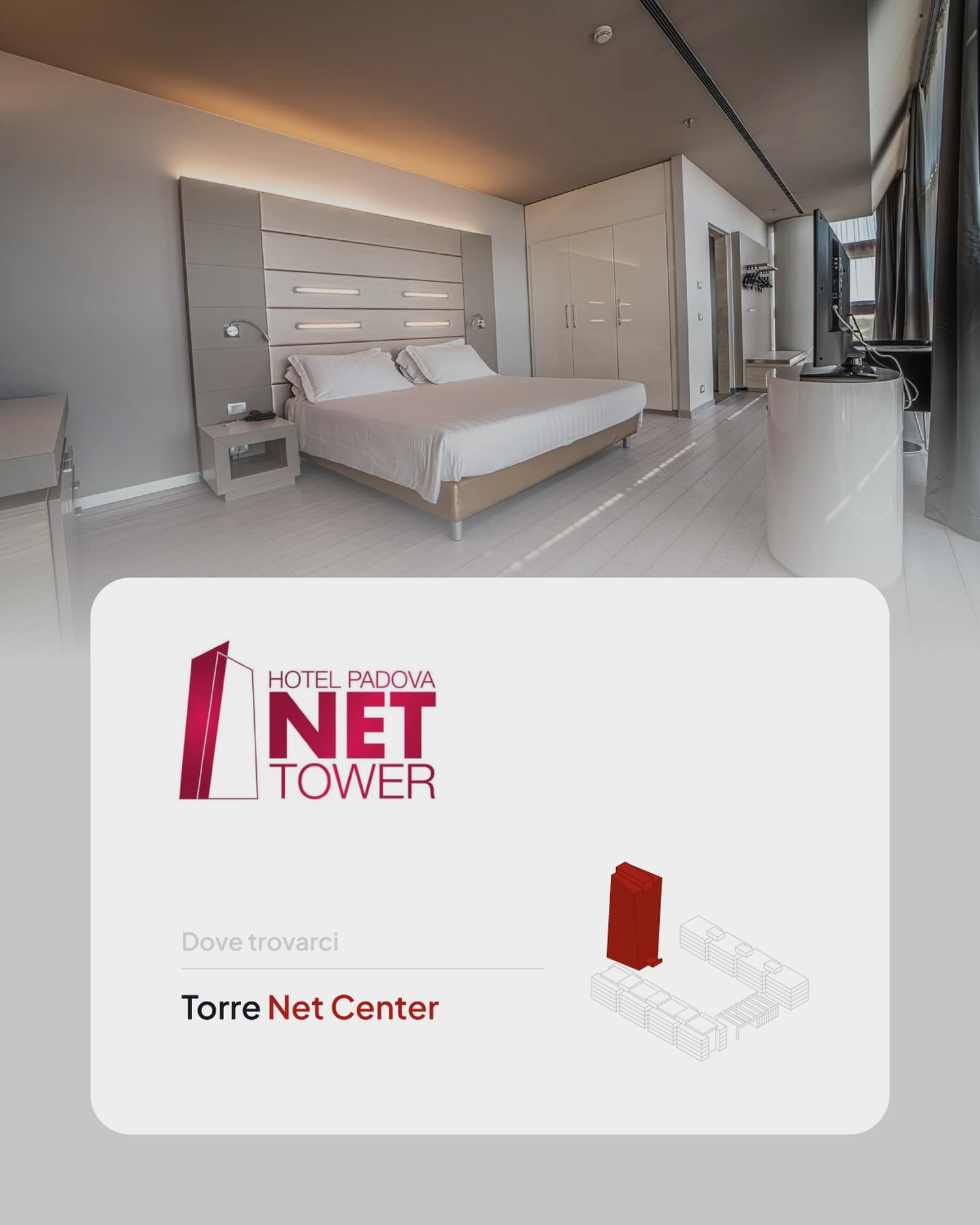 🛏️ Comfort, design e ospitalità.

Tra le realtà presenti all’interno del Net Center c’è Hotel Padova Net Tower, struttura che accoglie ogni anno viagg